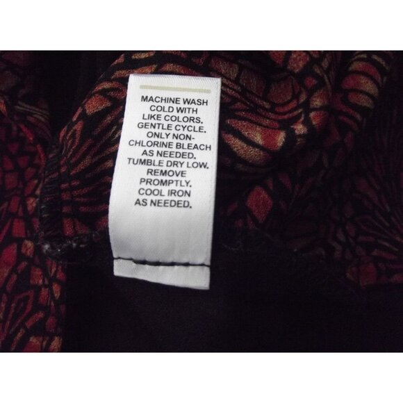 Cato Tunic Blouse Womens Small black burnt orange print semi sheer long sleeve - Picture 14 of 14